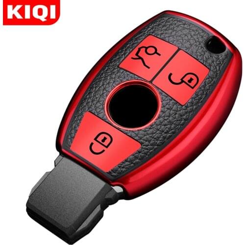 KIQI TPU Leather Car Remote Key Case Cover Holder for Mercedes Benz A B R G Class GLK GLA GLC GLR W204 W210 W176 W202 W463