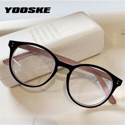 YOOSKE Round Glasses Frames Men Oversized Optical Eyeglasses Frame for Women Vintage Brand Designer Black Fake Eyewear