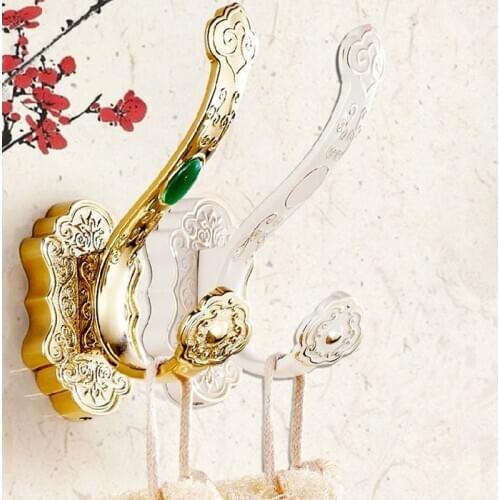 Multiple Choices Luxury Robe Hooks Wall Mounted Brass Coat Hook For Bathroom/Kitchen With 22 Colors Jade Cloth Hook A08-621