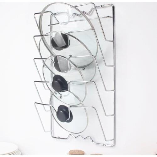 Multifunctional Kitchen Pot Lid Rack Wall Hanging Pot Lid Storage Rack Cutting Board Storage Rack Metal Dish Drying Rack