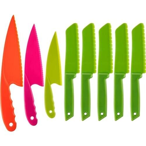 Kid Plastic Kitchen Knife Set Childrens Safe Cooking Chef Nylon Knives For Fruit Bread Cake Salad Lettuce Knife