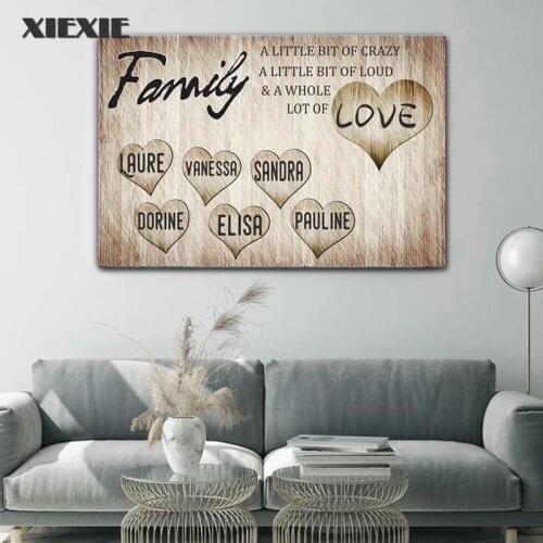 Family Sign Name Custom Family Print Wall Art Custom Name Canvas Painting Personalized DIY Gift for Living Room Home Decor