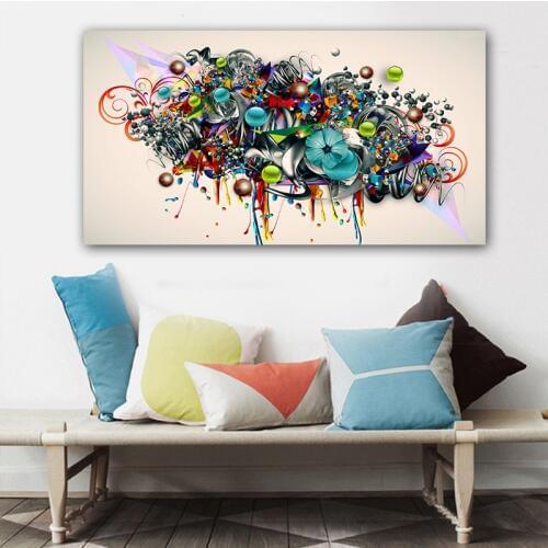 Wall Art Pictures For Living Room Home Decor Abstract Punk Style Canvas Painting Printed Poster Pop Art Graffiti No Frame