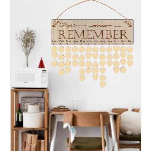 Wall Hanging Calendar Wooden Words Print Family Home Ornaments Office Decor Valentines Day Calendar Gifts Heart-shaped Design