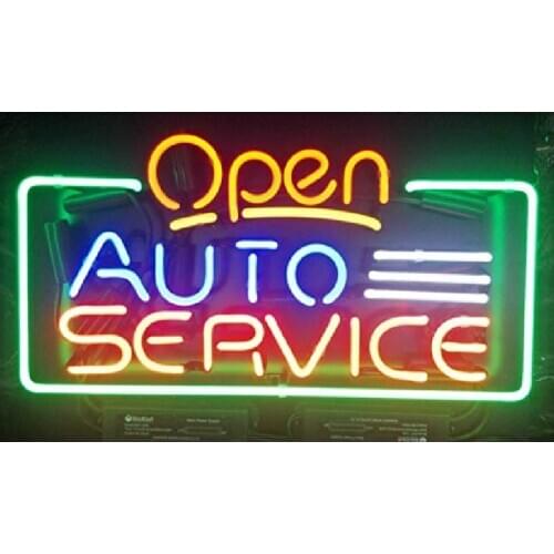Open Auto Service Neon Sign GLASS Tube Handcraft neon Light Sign custom Advertise vintage neon lamps wholesale fluorescent signs