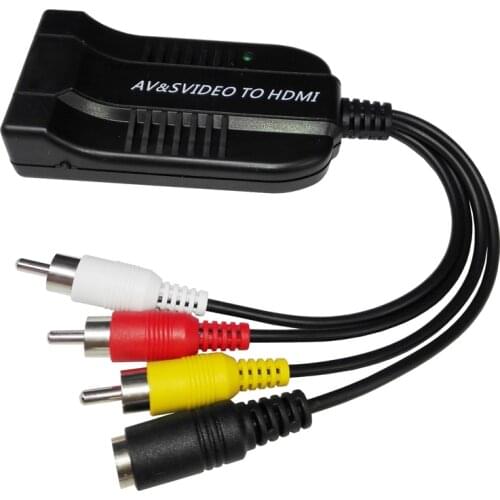 Male RCA AV to HDMI Converter Adapter Mini Composite CVBS s-video to HDMI Converter