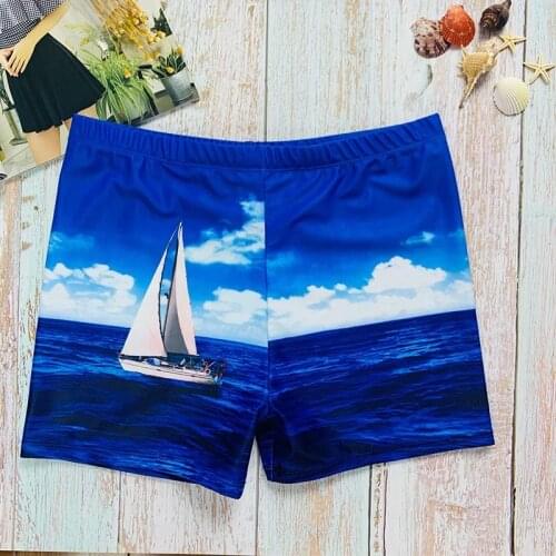 LIUXDIV 2021 new adult swimming trunks male boxer pattern large size hot spring beach loose quick-drying high waist conservative