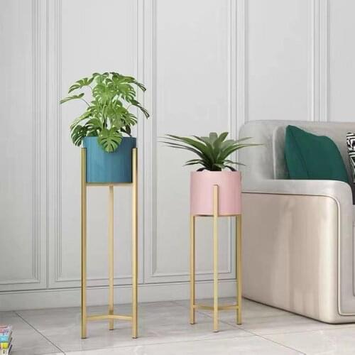 Nordic iron flower shelf balcony floor type shelf living room light luxury hanging orchid pot rack