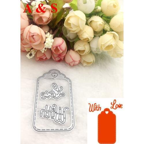 Q99 METAL CUTTING DIES Label With Love Scrapbook card paper craft party decoration embossing stencil cutter