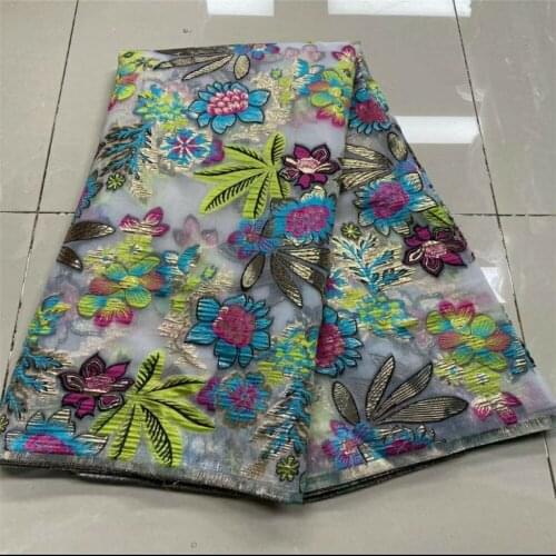 SJ Lace Latest Jacquard Fabric Brocade Lace Tissu Top Selling African Tulle Net Lace Fabric Brocade Fabric for Nigerian A3-11