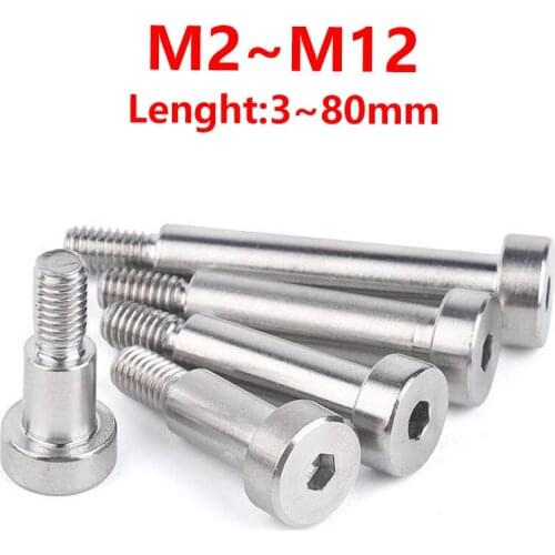 Inner Hex Positioned Shoulder Screws 304 Stainless Steel Hexagon Plug Limit Screw M2 M2.5 M3 M4 M5~m12 Cup Head Bearing Bolt