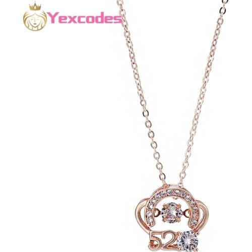High Quality Inlaid Zircon Fashion Brand Necklace 520 I Love You CZ Brand Lady Valentines Day Wedding Jewelry Gifts For Wife