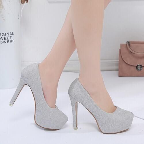 2020 crystal pumps women shoes platform high heels wedding shoes bride red silver platform high heels ladies shoes woman U18-17