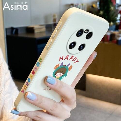 ASINA Liquid Silicone Case For Huawei Mate 40 30 20 Pro straight Edge Cute Cover Couple Bumper For Huawei Honor 20 30 8x 9x 9a