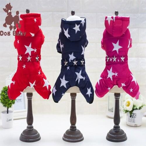 Pet Jumpsuits Dog Dog Star Coat Teddy Thickened Stars Hooded Cosplay Winter Coat Dog Costumes Dog Outfit Clothing