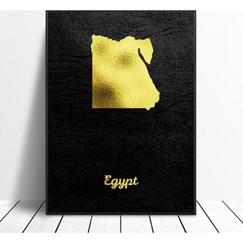 Golden Map Egypt Canvas Painting Art Print Poster Picture Wall Modern Minimalist Bedroom Living Room Decoration