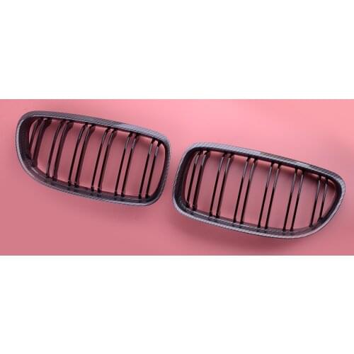 1 Pair Car Carbon Fiber Style Double Slat Front Kidney Grille 51137157276 Fit for BMW E90 E92 E93 M3 51137157275