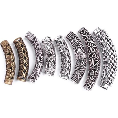 1PCS African Hair Braid Copper Tube Metal Hollow Hair Ring Dread Bead Dreadlock Cuffs Jewelry Decoration Accessories Gold Silver