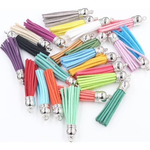 10pcs/lot) 55mm 38mm Mix Colors Length Suede Tassel For Keychain Cellphone Straps Purses Backpacks Jewelry Charms