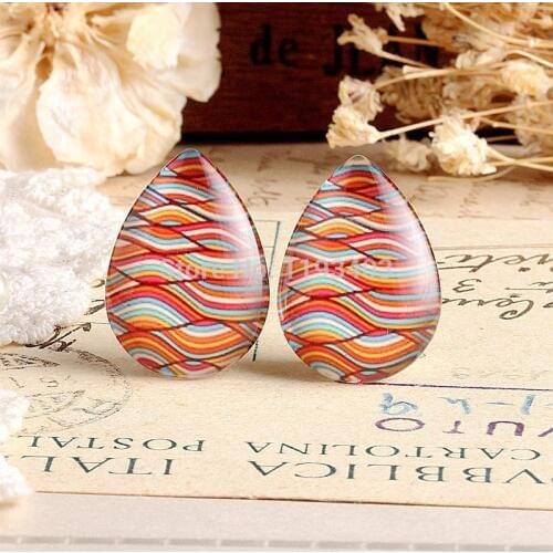 10pcs 18x25mm Teardrop Glass Beads Cabochon DIY For Tray Pendant setting finding-(HPGC-T-15)