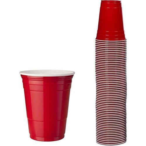 100Pcs / Set of 450Ml Red Disposable Plastic Cup Party Cup Bar Restaurant Supplies Houseware Household Goods High Quality