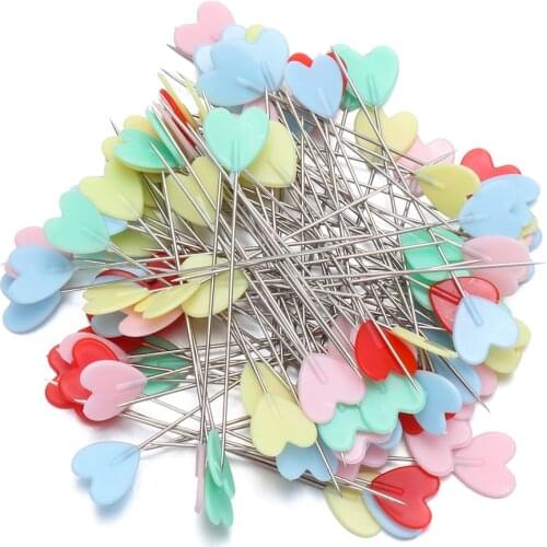 100Pcs Love Heart Flower Sewing Pins Buttons Patchwork Pins Needles DIY Apparel Sewing Crafts Mixed Color Quilting Tools