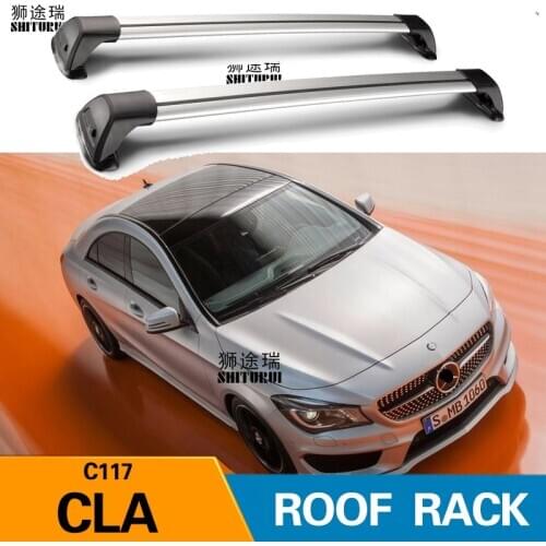 2 Pcs For MERCEDES-BENZ CLA 4 DOOR COUPE 2013 - 2020 (FIXED POINT) Roof Bar Car Special Aluminum Alloy Belt Lock Led Shooting
