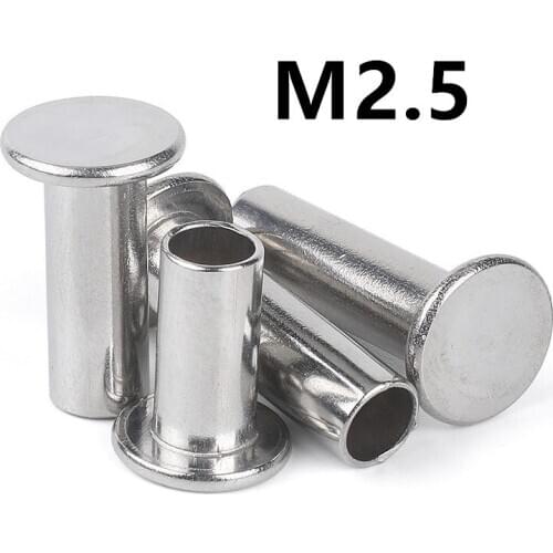 200PCS M2.5x3/4/5/6/8/10/12mm GB875 304 Stainless Steel Thin Head Semi-Tubular Rivets