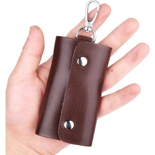 2021 New Simple Key Holder Case Wallet Genuine Leather Car Key Housekeeper Pouch Bag Hasp Organizer Keychain Cover Women Men