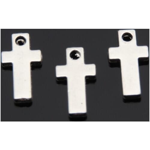 30pcs Silver Color Double Sided Religious Cross Charms Finding Unisex Gift Jewelry Dropshipping 10.5x5mm A3454