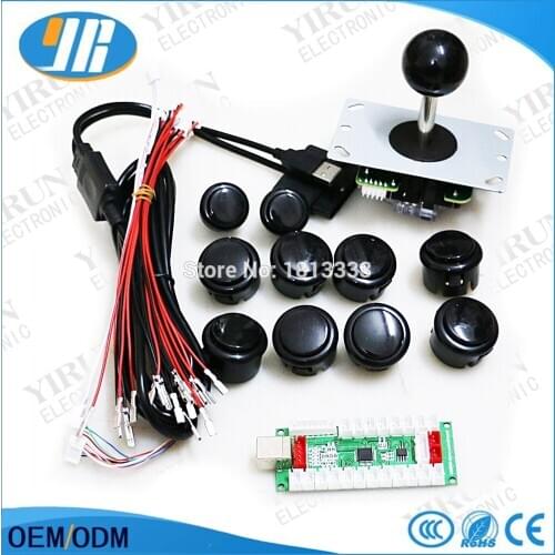 4 in 1 USB To PC PS3 Encoder + Sanwa Type Joystick + Push Button With Cable For JAMMA Arcade Bundle Kit DIY