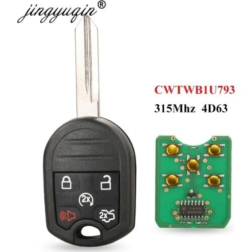 Jingyuqin 5Button Remote Key Fob for Ford Expedition Mustang Explorer Taurus Flex Edge Escape Fusion 315MHz 4D63 Chip CWTWB1U793
