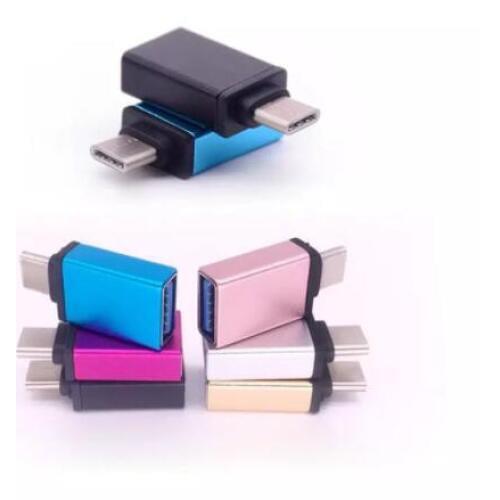500pcs Colorful Metal USB 3.1 Type C OTG Adapter Male to USB 3.0 A Female Converter Adapter for Samsung Note 7 8 A7 S8
