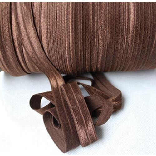 #850 brown Fold Over Elastic 5/8 inch FOE Shiny for elastic Headbands Hair Ties 50yards/lot and 100yards/lot