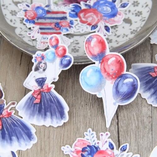 Watercolor Waterproof Beautiful Women Balloons Fashion Lady Party Favors Scrapbooking Vacuum Flask Laptop Sticker for Girl Teens