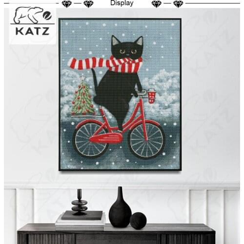Cycling Cat Diamond Painting Diy Anime Embroidery Crossing Mosaic Art Gift Cross Stitch Living Room Bedroom Home Decoration