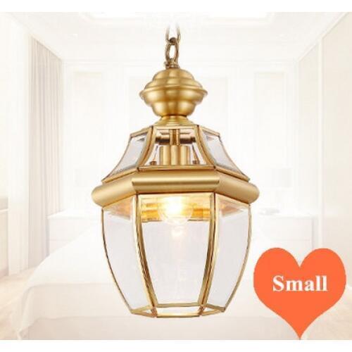 American rural retro copper&crystal glass Pendant lights Handwork soldering E27 LED lamp for porch&pavilion&stairs BRSDD005