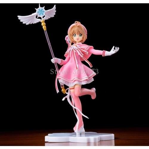 Anime Figure Card Captor Kinomoto Sakura Magic Wand Girls Sakura Lovely Pink PVC Action Figure Toys Collection Model Doll Gift