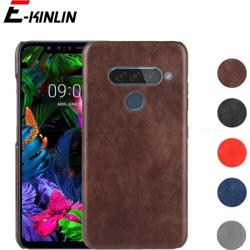 Litchi Leather Pattern PU Back Cover For LG V40 V50 G8 G8S ThinQ 5G Q7 AlphaStylo 5 5x Plus Q7a Ultra Thin Hard PC Phone Case