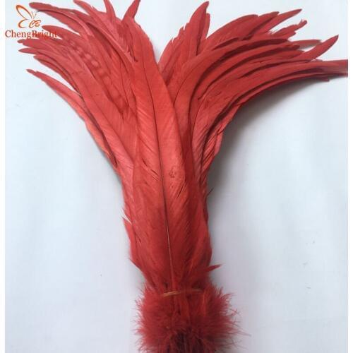 CHENGBRIGHT 50PCS 35-40CM Natural Red Rooster Coque Tail Feathers Feather For Crafts Christma Diy Pheasant Plumes Decoration