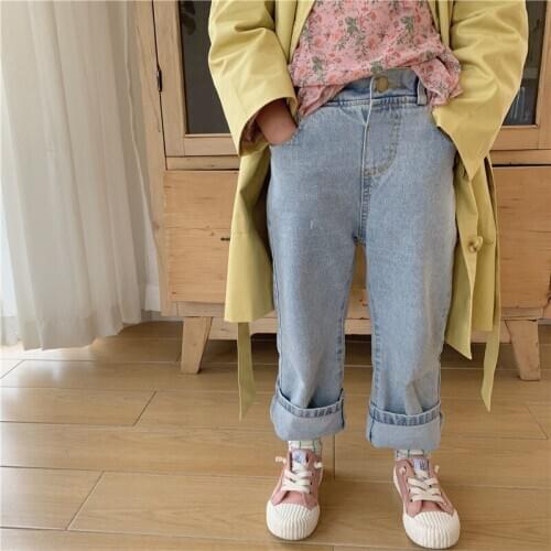 2020 Spring Toddler Girls Jeans Spring Autumn Loose Denim Pants For Girl 2 3 4 5 6 Years Children Elastic Waist Harem Pants New