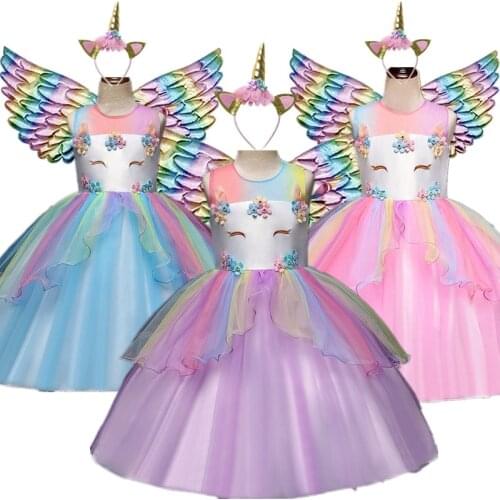 Children Unicorn Dress For Girls Embroidery Ball Gown Clothing Little Girl Princess Dresses Elegant Party Birthday Party Dress