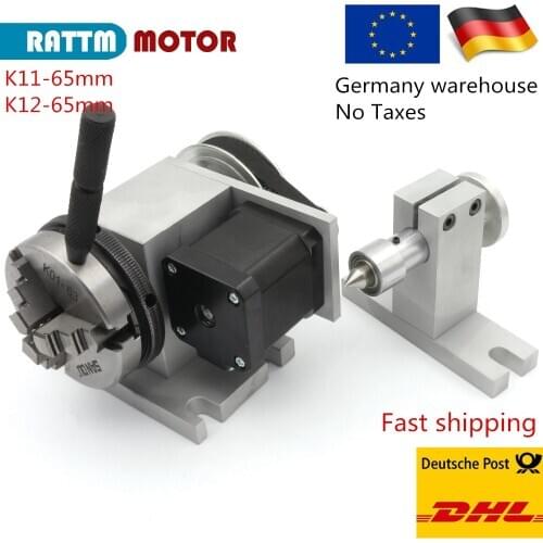 EU Ship CNC 4th axis K11-65mm / K12-65mm Manual Chuck with Tailstock Mini CNC router