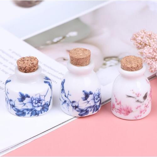 1PCS DIY Nail Art Tools Peony/Magpie Mini Ceramic Glass Dappen Dish Bowl Cup With Wood Lid Acrylic Liquid Glitter Powder Bottle