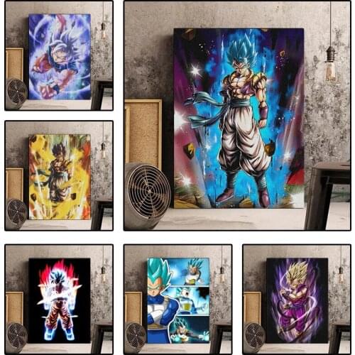 Anime Dragon Ball Canvas Painting Sun Gohan Super Saiyan Piccolo Tortoise Fairy Kakarot Character Poster HD Decorative Mural