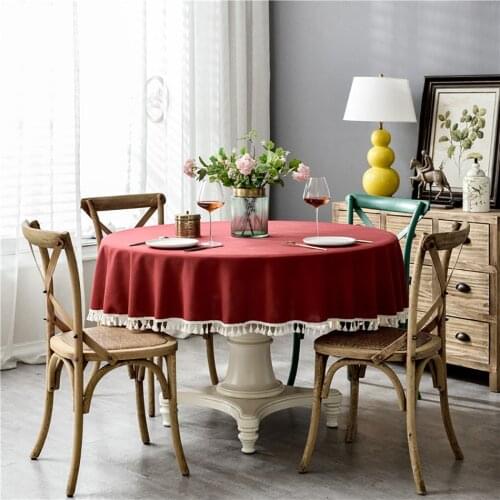 Round Red Table Cloth Christmas Wedding Decoration Living Room Tablecloth Table Cover Home Decor Mesas De Centro Para Sala