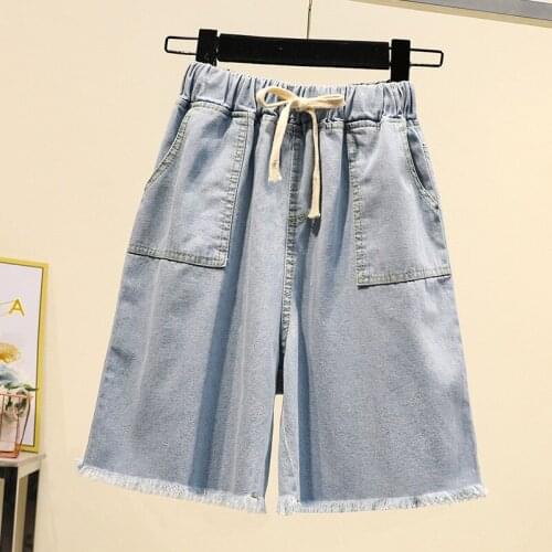 2021 Summer Jeans Look Thin And Versatile Wide Leg Pants Loose Hip Thigh Thick Womens Shorts