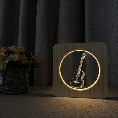 Small Model Of Guitar 3d Led Lamp Kids Room Decor Acrylic Desk Light Colors USB Night Light for Friends Kids Birthday Gift