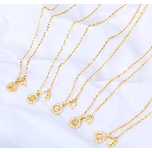 Fine Zircon A-Z Letter Pendant Necklace For Women Shinning Choker Charm 26 Initial Alphabet Collares Pendant Hip Hop Jewelry BFF