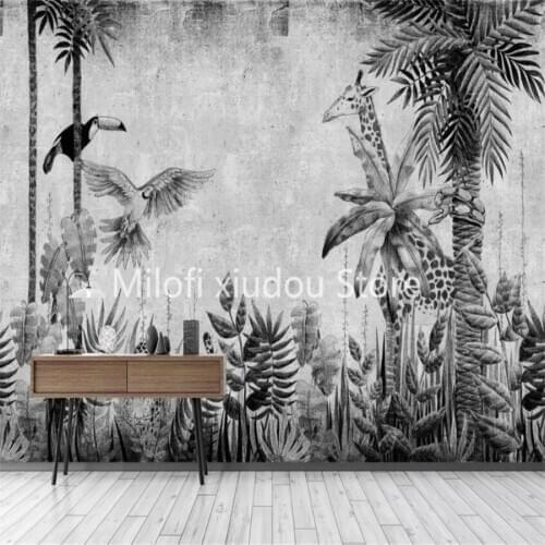 Milofi custom 3D wallpaper mural medieval hand-painted tropical rainforest plant landscape background wall decoration wallpaper